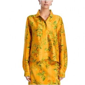 Coniglio Palm Beach Mirasol Silk Top Orange Bunches Grove Stripe OS NEW $325